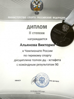 Альянова Виктория серебряный призер чемпионата страны